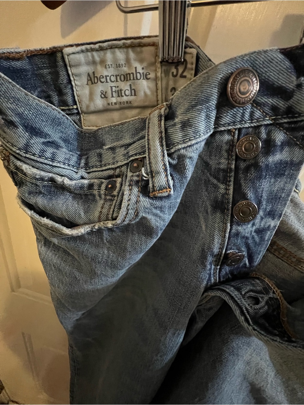 Abercrombie & Fitch Men's Washed Blue Denim Jeans